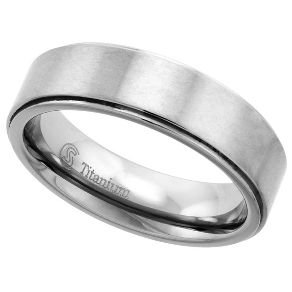 New 6mm Titanium Wedding Band Ring Beveled